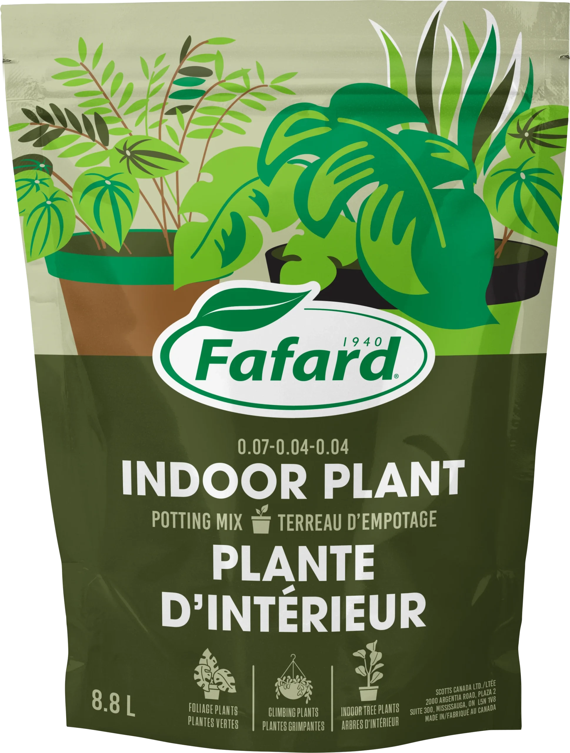 Terreau pour plantes d'intérieur et tropicales 8.8L